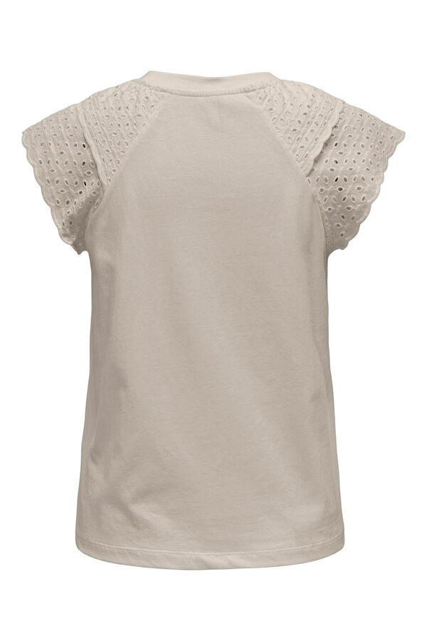 Springfield Broderie anglaise top with short sleeves gray