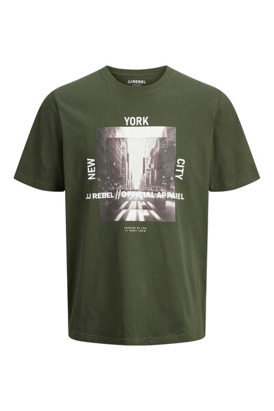 Springfield Regular fit printed t-shirt dark green