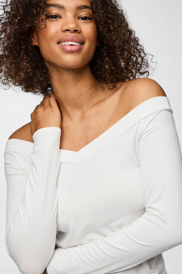 Pieces Langarmshirt Weiß