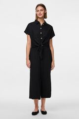 Pieces Linen elasticated waist culottes Crna