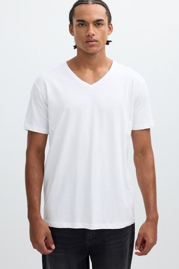 Inside T-shirt gola em bico branco