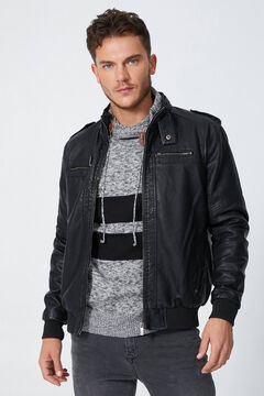 Springfield Faux leather jacket fekete