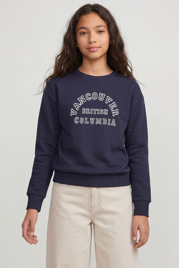 Jack & Jones Girl Print round neck sweatshirt blue