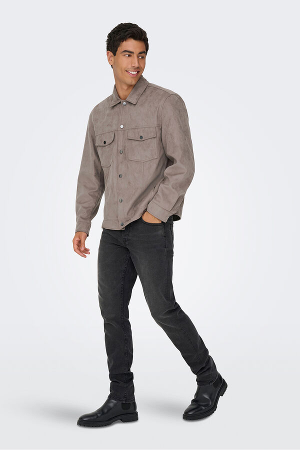 Only & Sons Chaqueta antelina gris