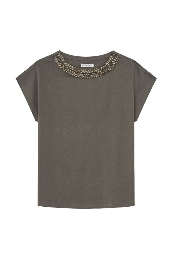 Springfield T-shirt with braided collar dark gray