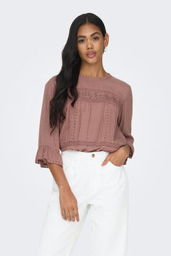 Springfield Blouse with 3/4-length sleeves and round neck brown