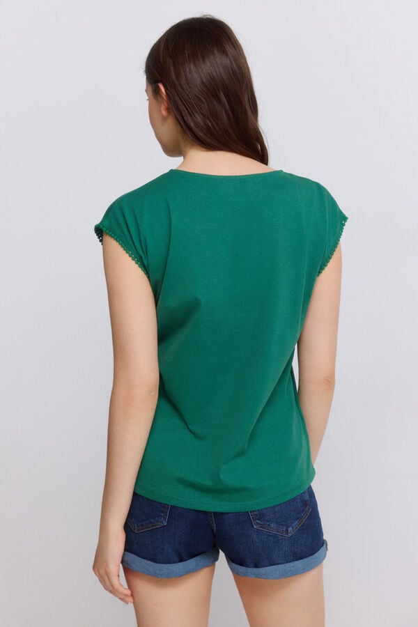 Springfield T-shirt sem mangas de bolinhas verde