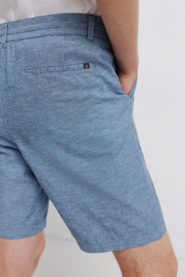 Springfield Bermuda en lin coupe slim confortable bleu