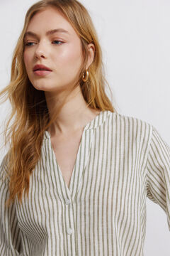 Springfield Chemise col mao effet lin