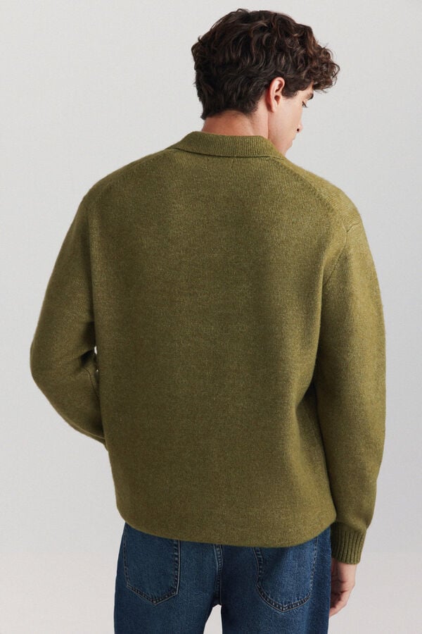 Springfield Soft touch polo neck jumper green