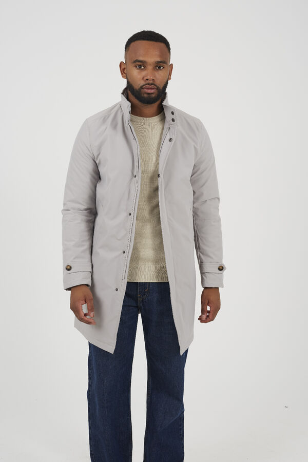 Brave Soul Parka longa com fecho de fecho-&eacute;clair bege