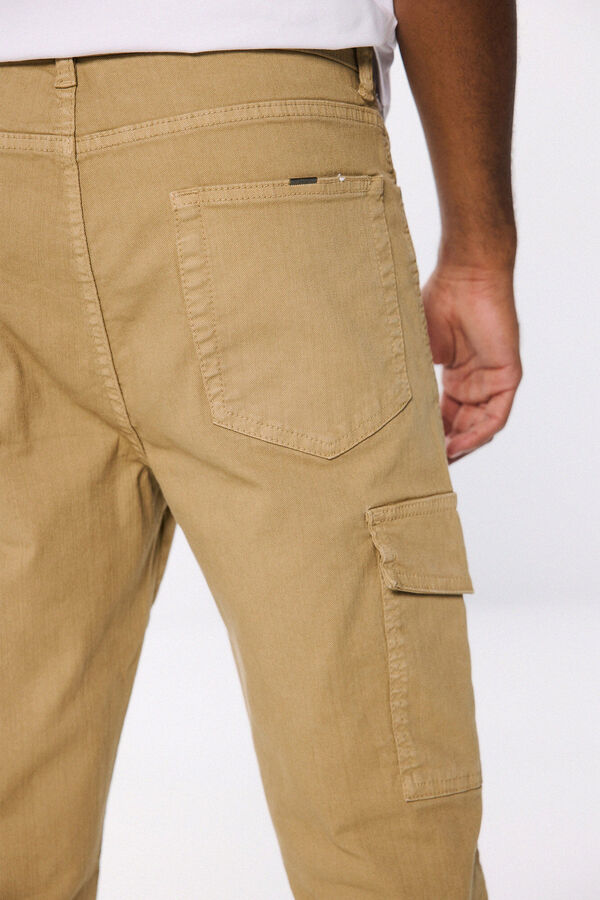 Springfield Pantalon cargo délavé coupe slim beige moyen