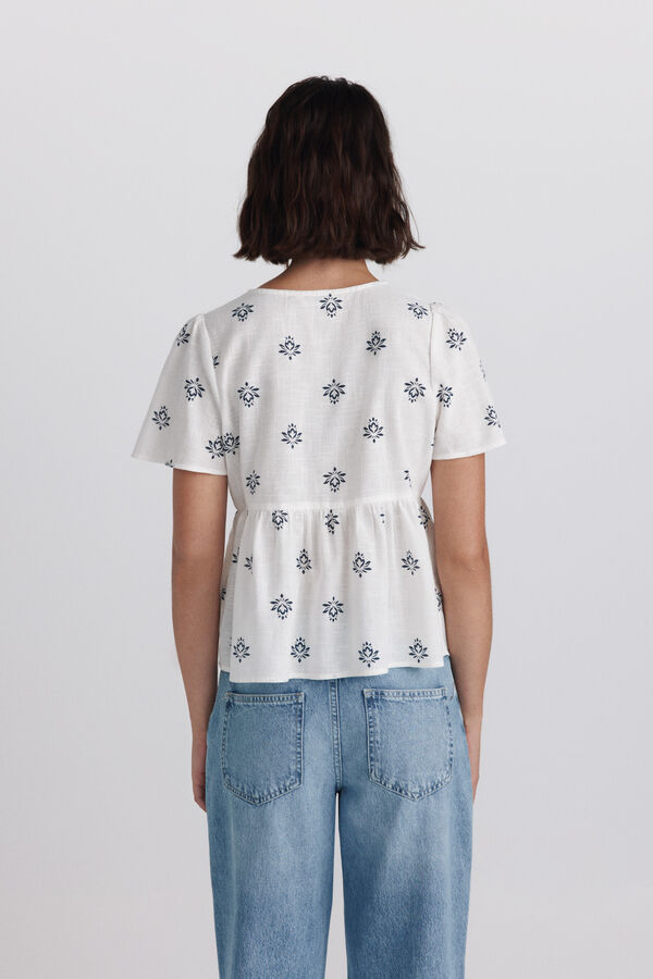 Springfield Peplum shirt with neckline details printed