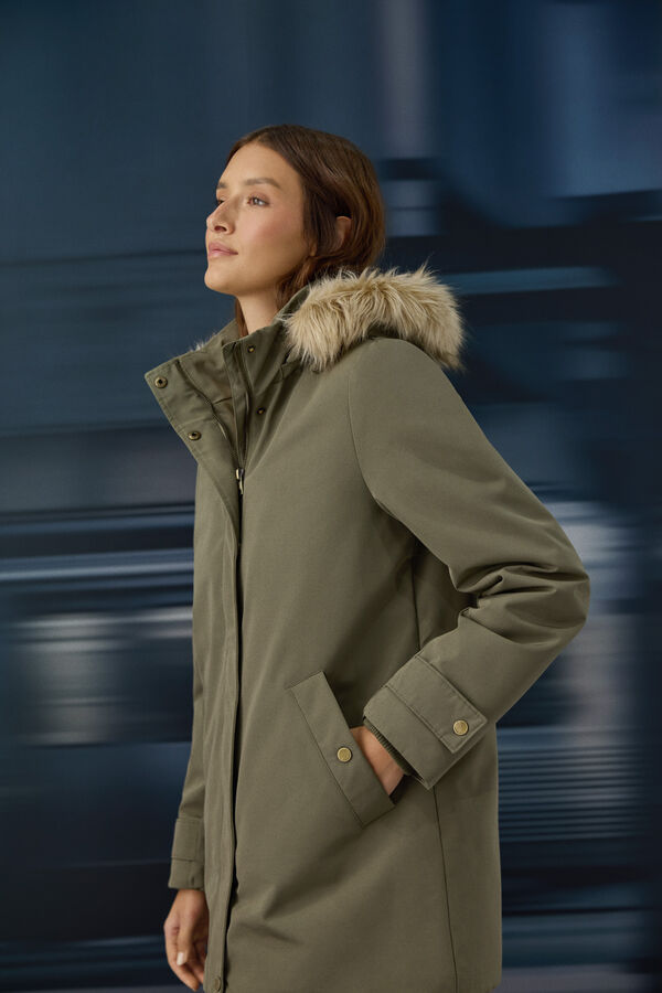 Springfield Parka with faux fur hood printed
