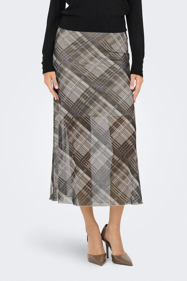 Only Chiffon midi skirt  Braon