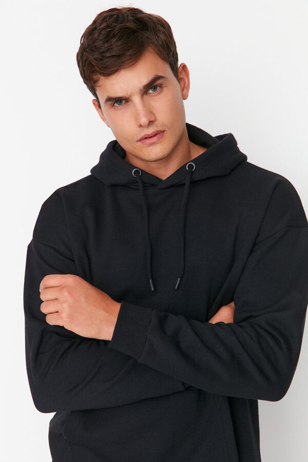 Trendyol Sudadera oversize con capucha negro
