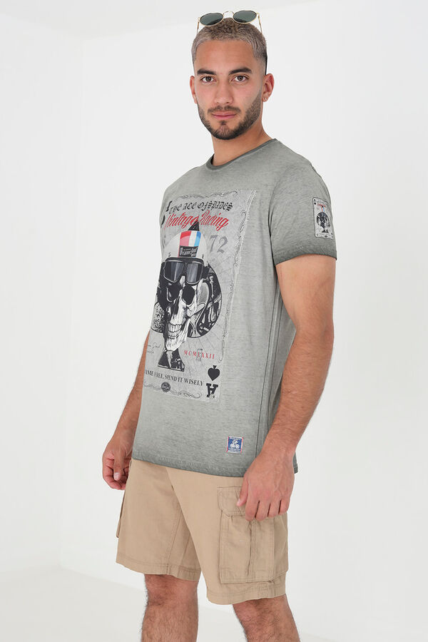 Springfield T-Shirt kurzärmelig Totenkopf grau