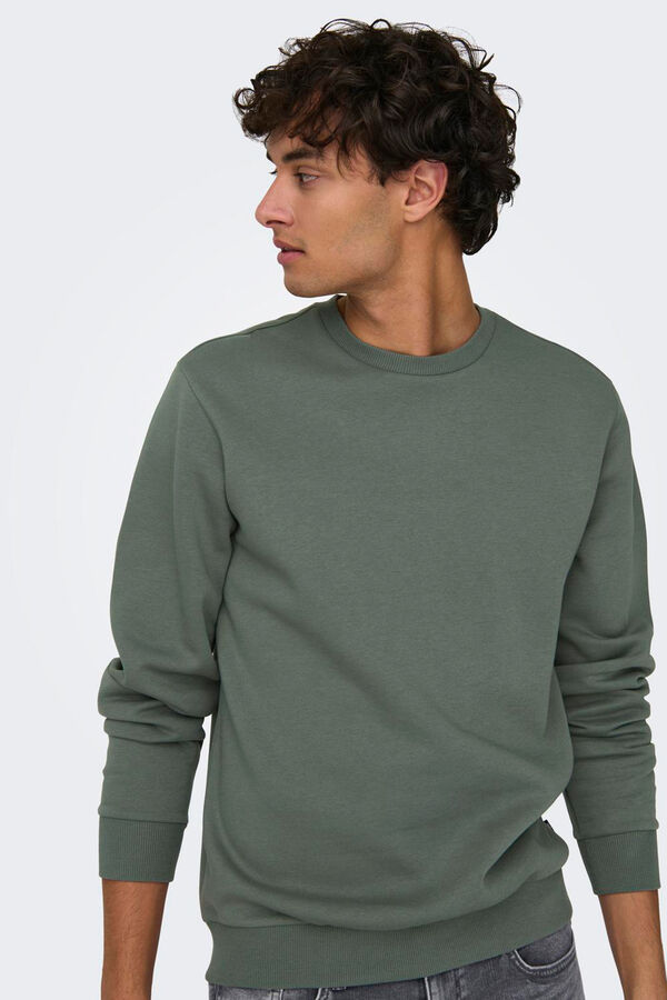 Springfield Sweatshirt de pelúcia masculino com gola redonda cinza