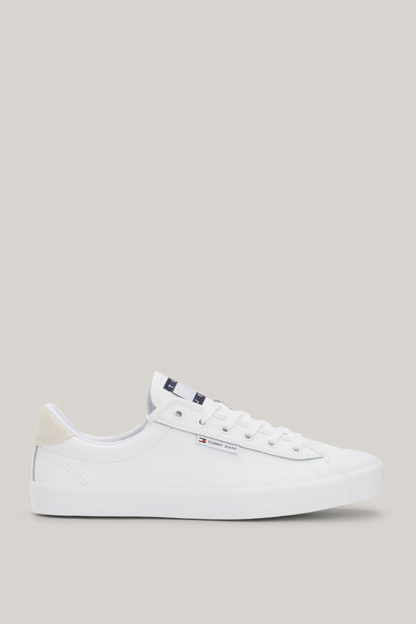 Springfield Tommy Jeans men's sneakers with flag on the tongue white