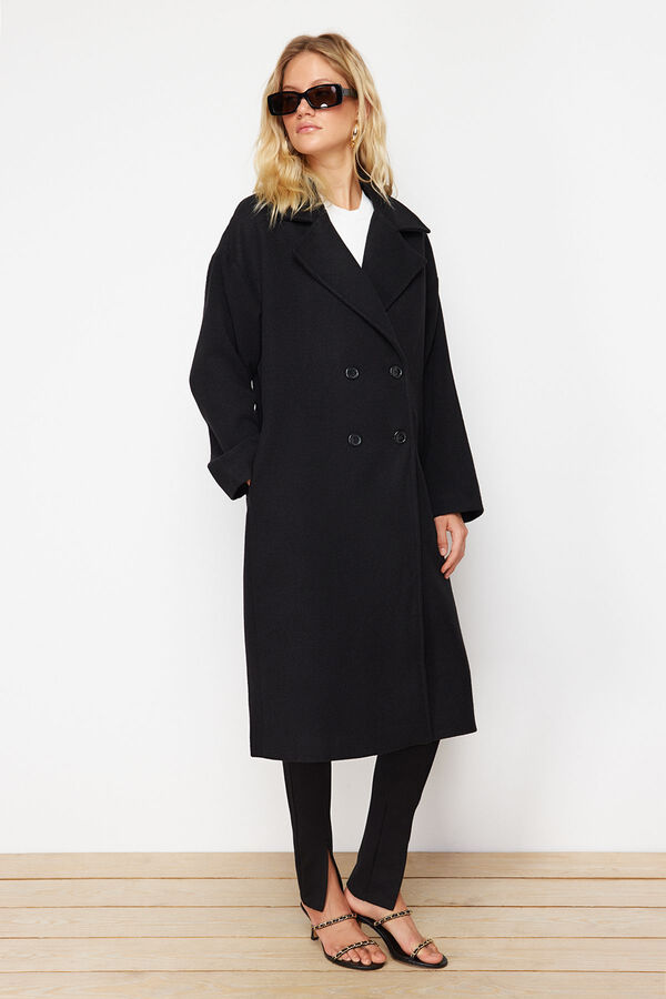 Trendyol Abrigo largo oversize negro