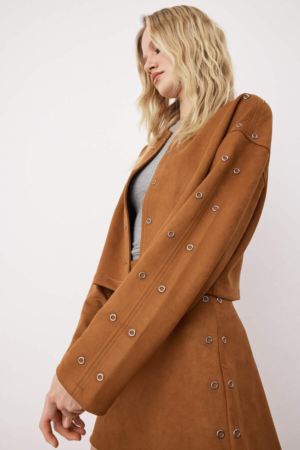 Trendyol Chaqueta de efecto ante beige