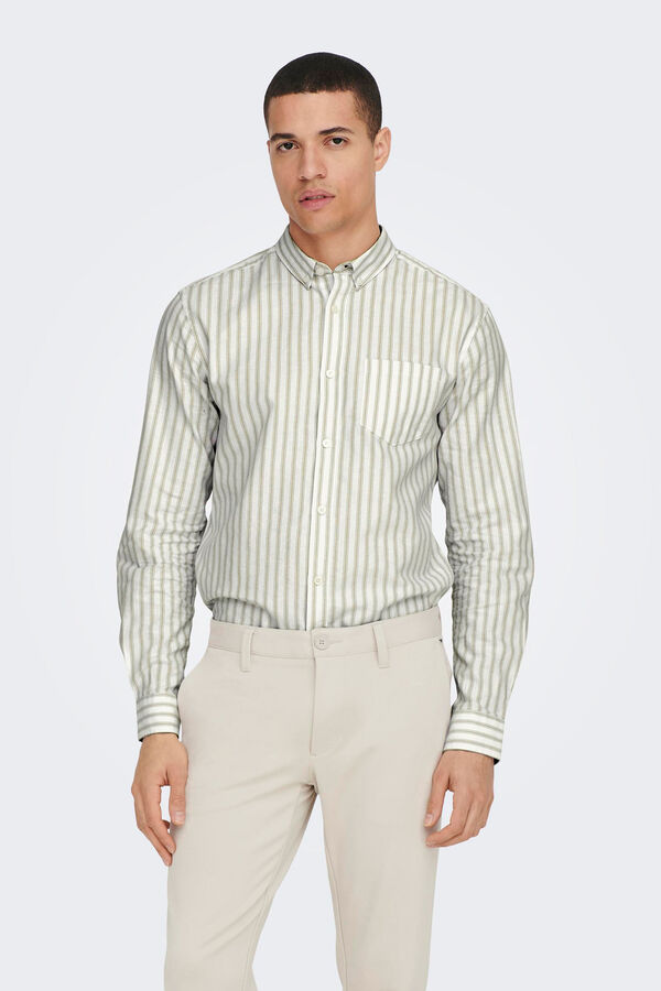 Springfield Long-sleeved striped Oxford shirt green