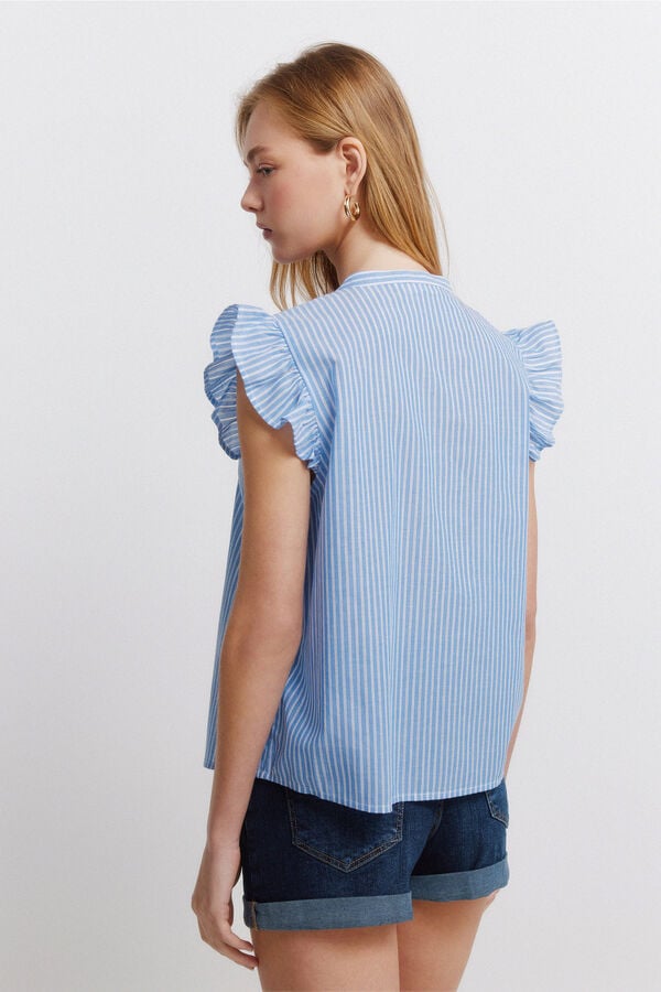 Springfield Lace ruffle blouse blue