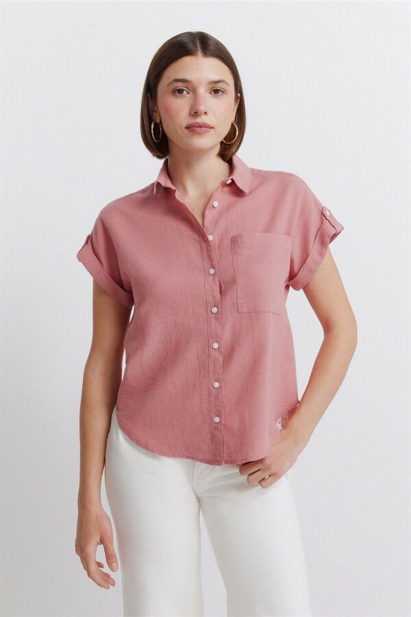 Springfield Camisa manga corta lino rosa