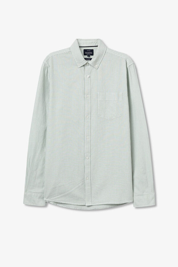 Tiffosi Camisa Regular Fit Oxford Rayas verde