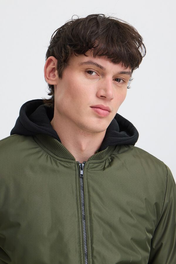 Blend Hooded bomber jacket beige