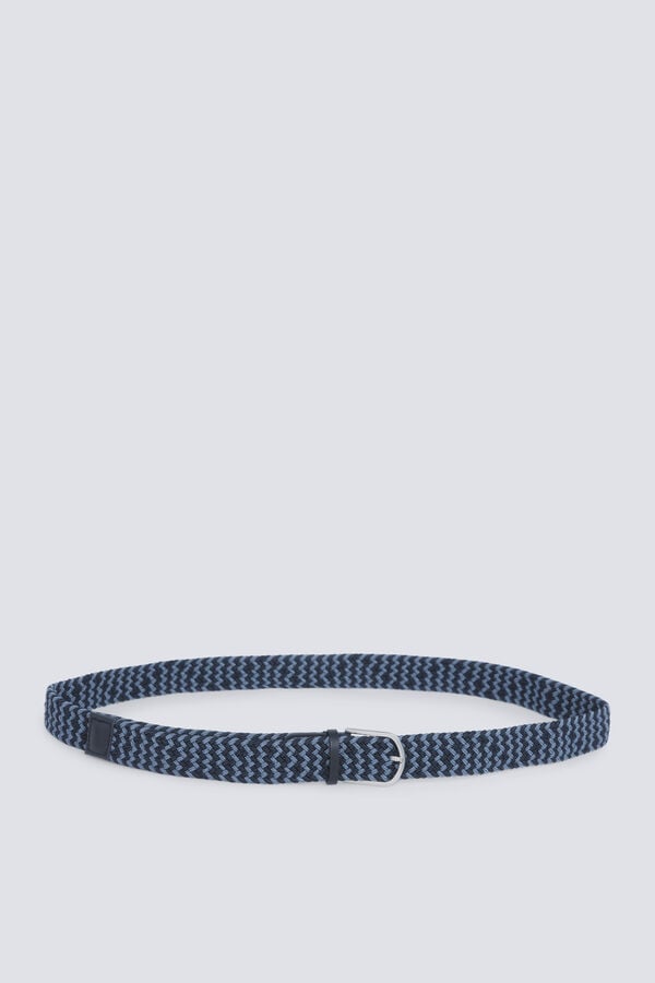 Springfield Braided contrast zigzag belt blue