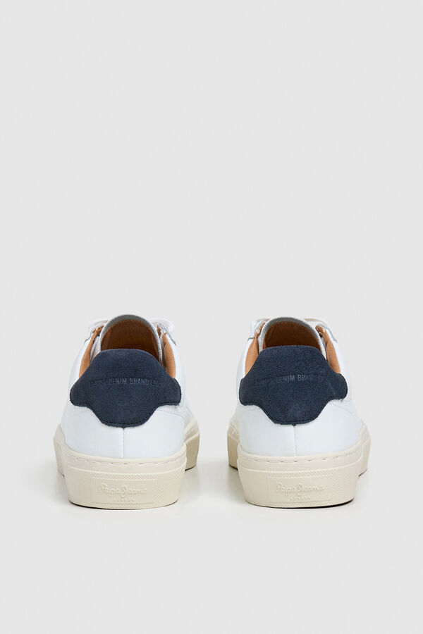 Pepe Jeans T&ecirc;nis de couro com detalhes em Camur&ccedil;a branco
