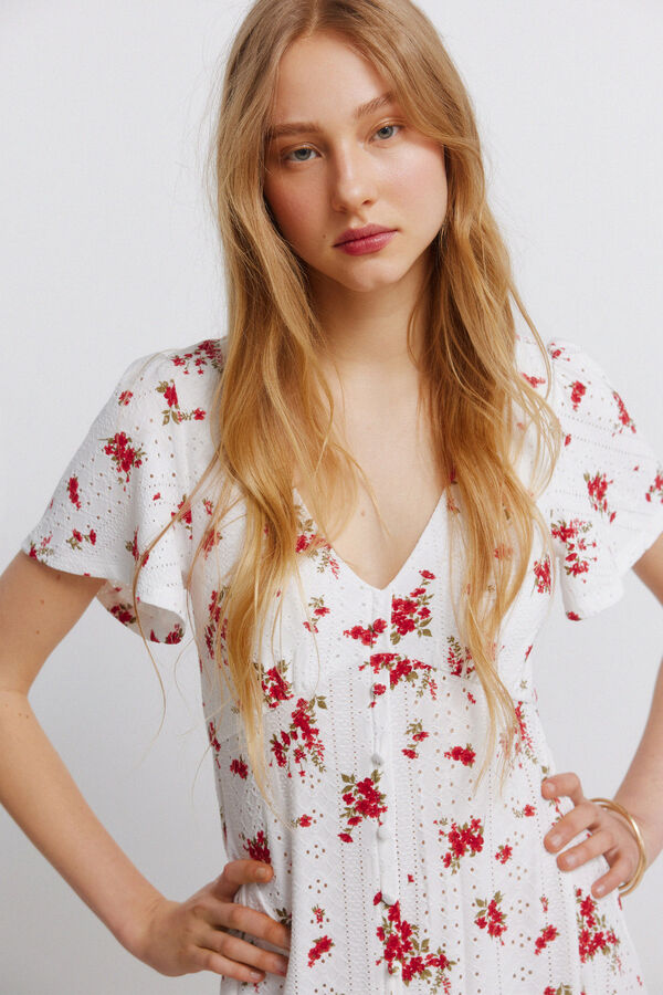 Springfield Embroidered Swiss midi dress red