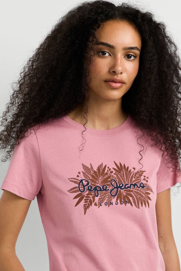 Pepe Jeans T-shirt b&aacute;sica de manga curta rosa