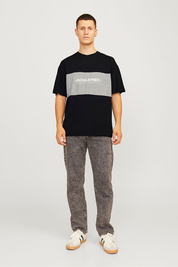 Jack & Jones Two-tone T-shirt with front logo black