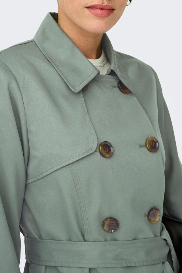 Only Belted midi trench coat printed