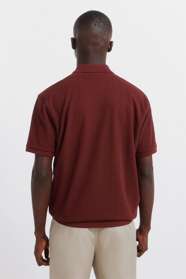 Springfield Striped regular fit polo shirt red