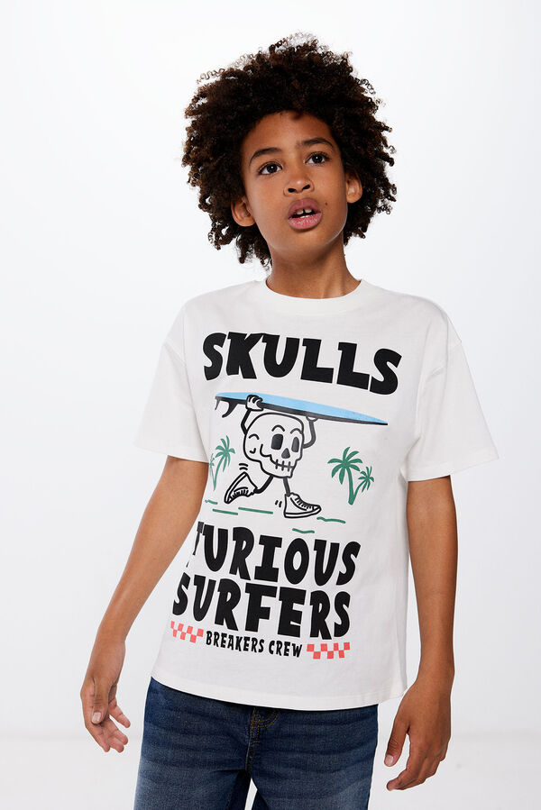 Springfield Camiseta "furious surfers" niño marfil