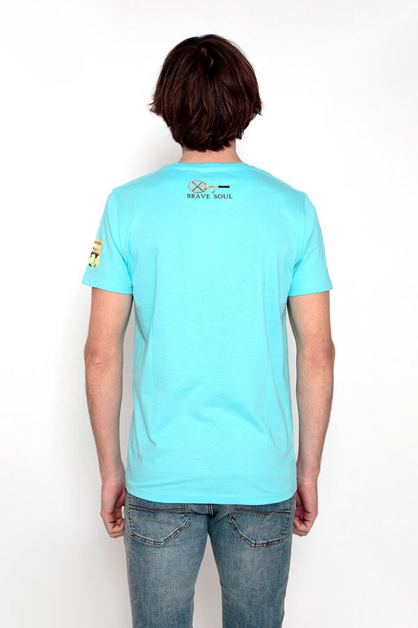 Springfield Kurzarm-Shirt Print  blau