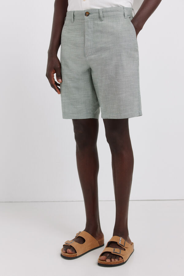 Springfield Bermude od chambray tkanine udobnog slim fit kroja Zelena