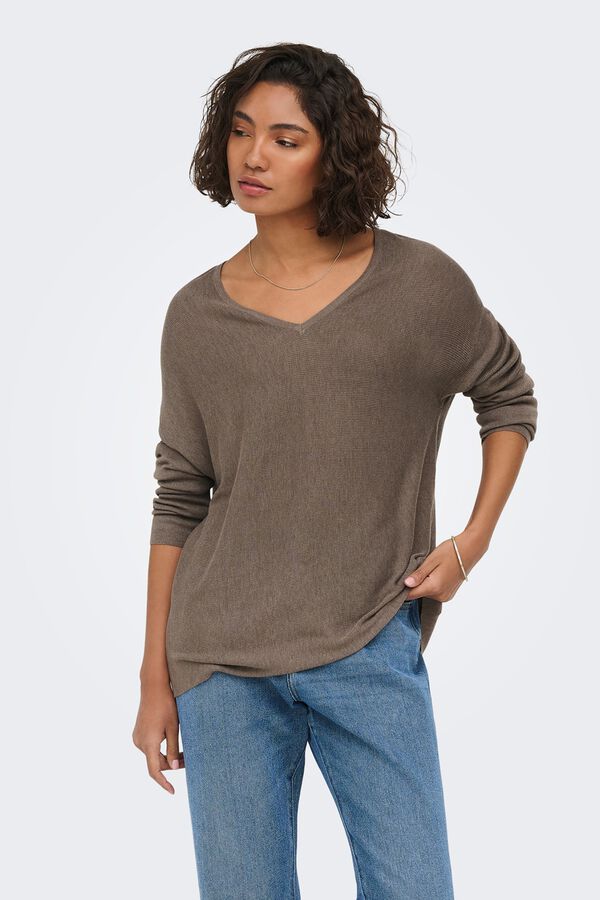 JDY V-neck fine knit jumper grey