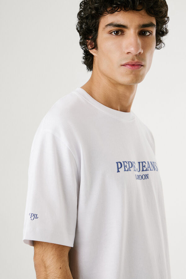 Pepe Jeans short sleeve shirt with logo and back print. white