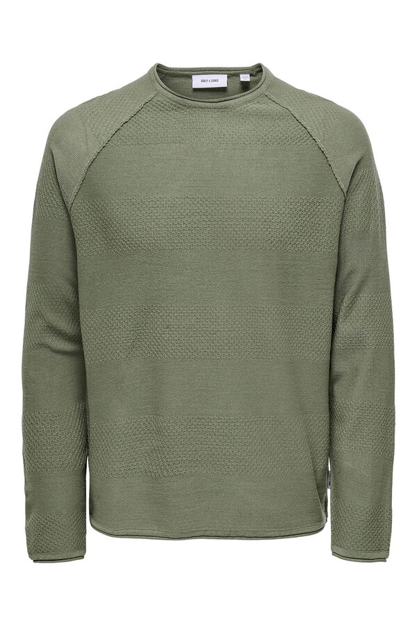 Only & Sons Su&eacute;ter masculino com gola redonda e regular fit.  verde