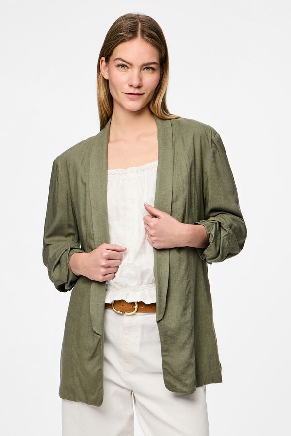 Pieces 3/4 sleeve blazer green