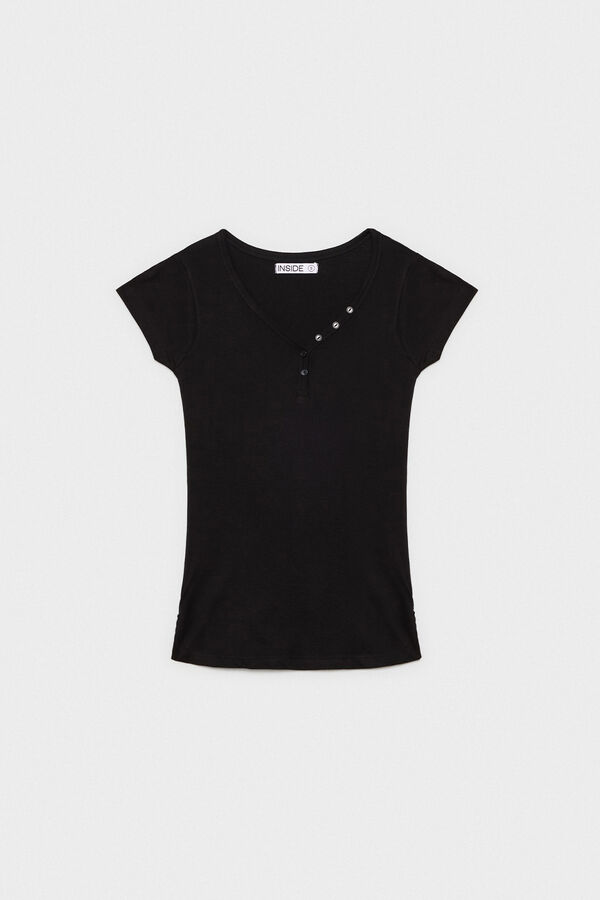 Inside Basic Button T-shirt black