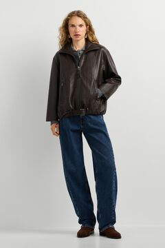 Pepe Jeans Chaqueta efecto piel con cintur&oacute;n