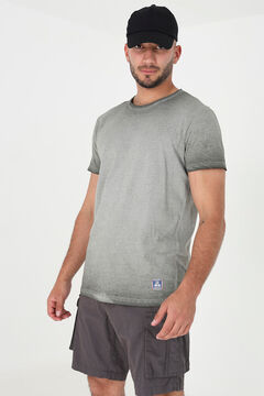 Springfield T-shirt tecido lavado manga curta cinza