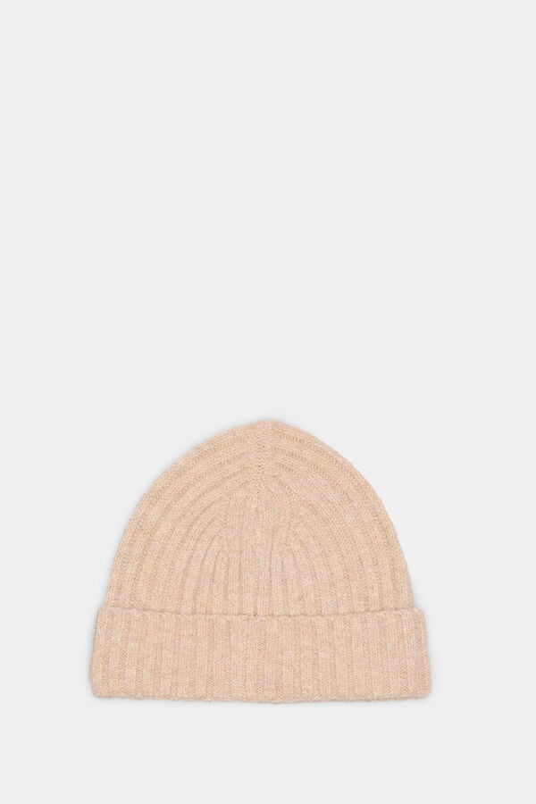 Springfield Raw jersey-knit beanie hat camel