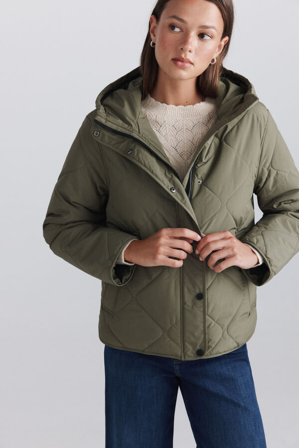 Springfield Puffer short jacket with hood beige