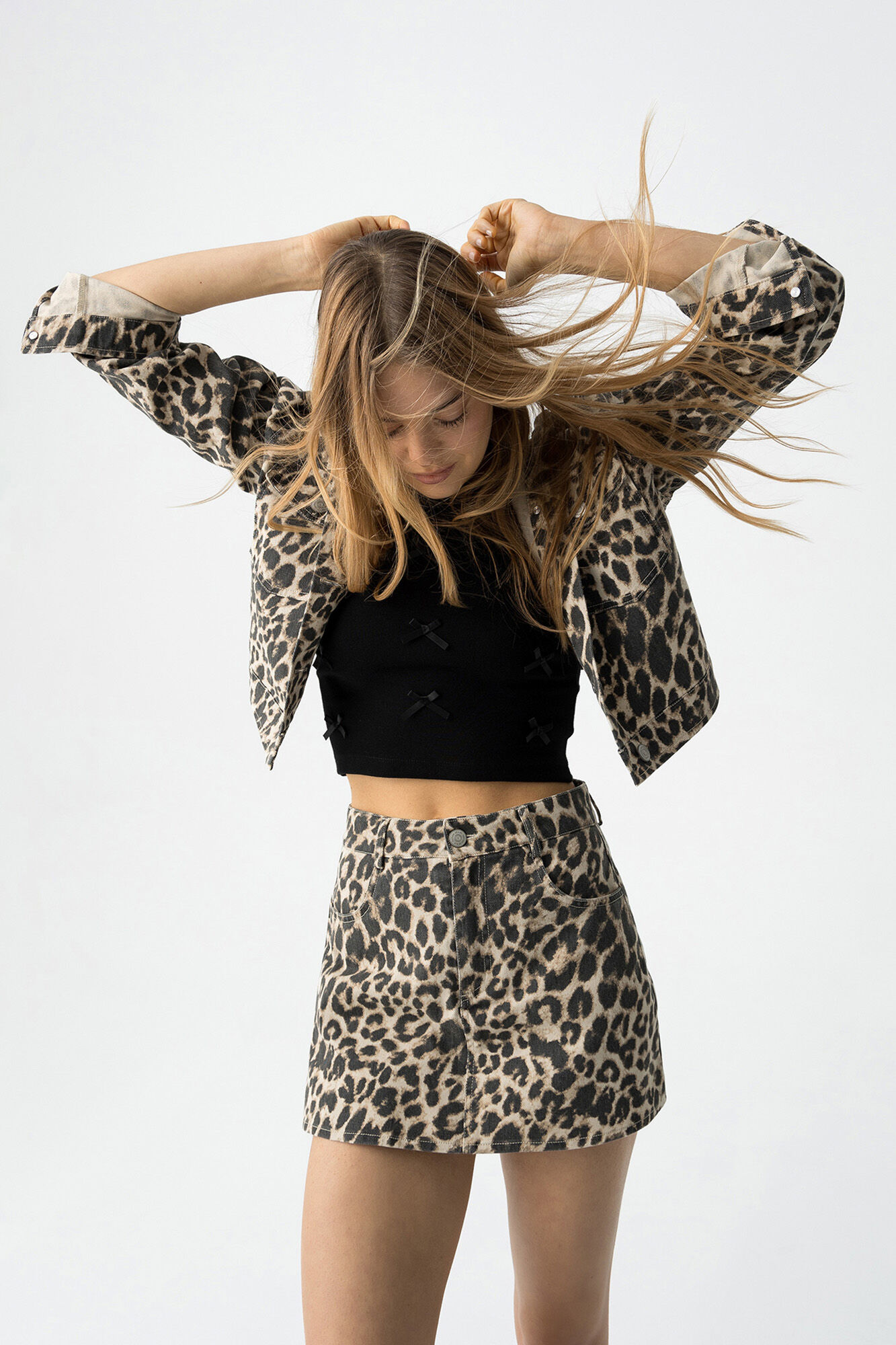 Tiffosi Young Falda-Pantal&oacute;n vaquera de leopardo